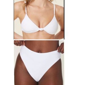 Andie bikini Set Santorini Top 90s High Waisted Bottom‎ White size L NWT